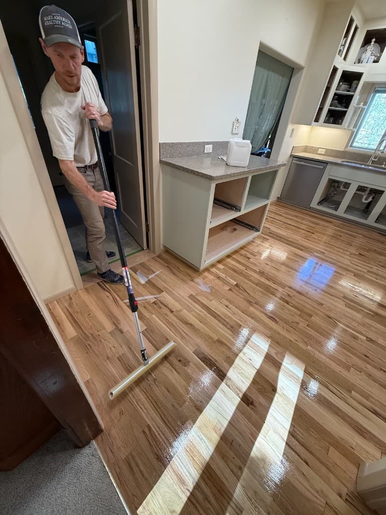 Applying finish to hardwood floor