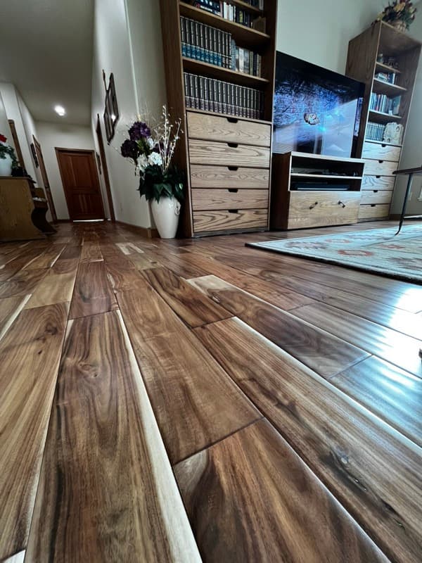 Bright hardwood floor in a Wyoming dining room and kitchen — spring ready