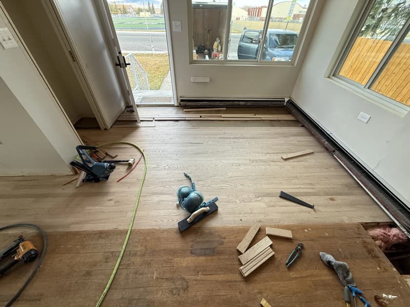 Hardwood floor before restoration