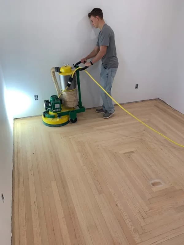 Finished dark hardwood floor in living space